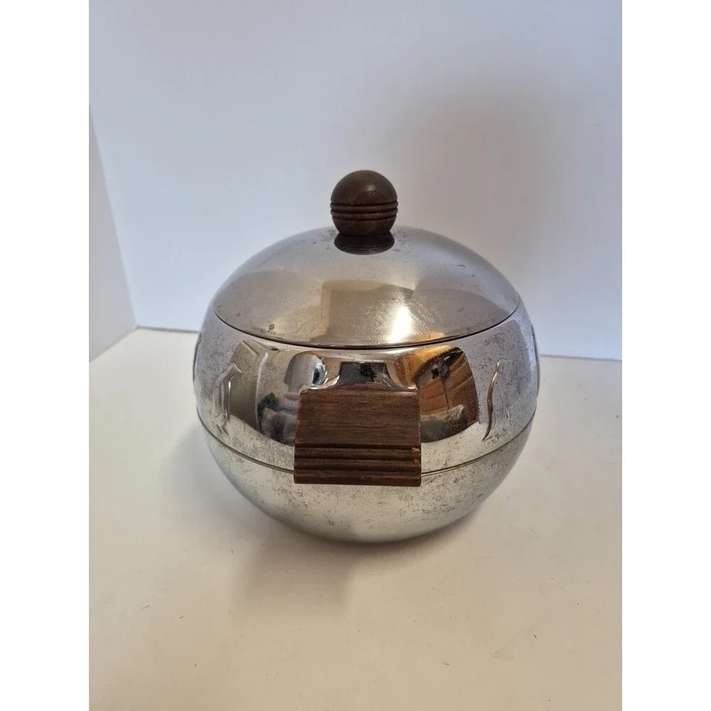 Vintage West Bend Penguin Ice Bucket MCM Chrome & Bakelite Stewardess 1950s USA